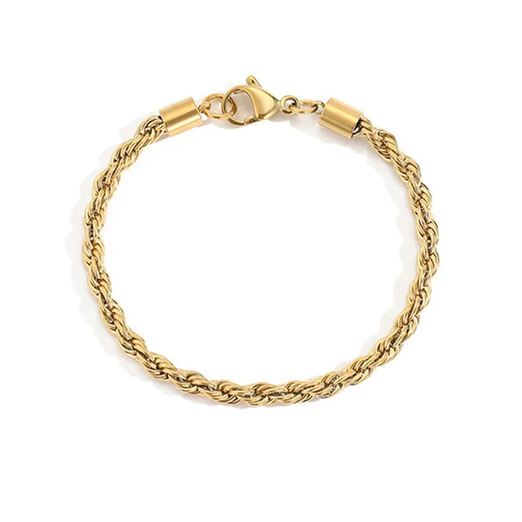 Lady Punk Wrist Jewelry Wholesale Gold Plated Bangle Custom Men Bracelet Rope Twist Chain Bracelets Stainless Steel