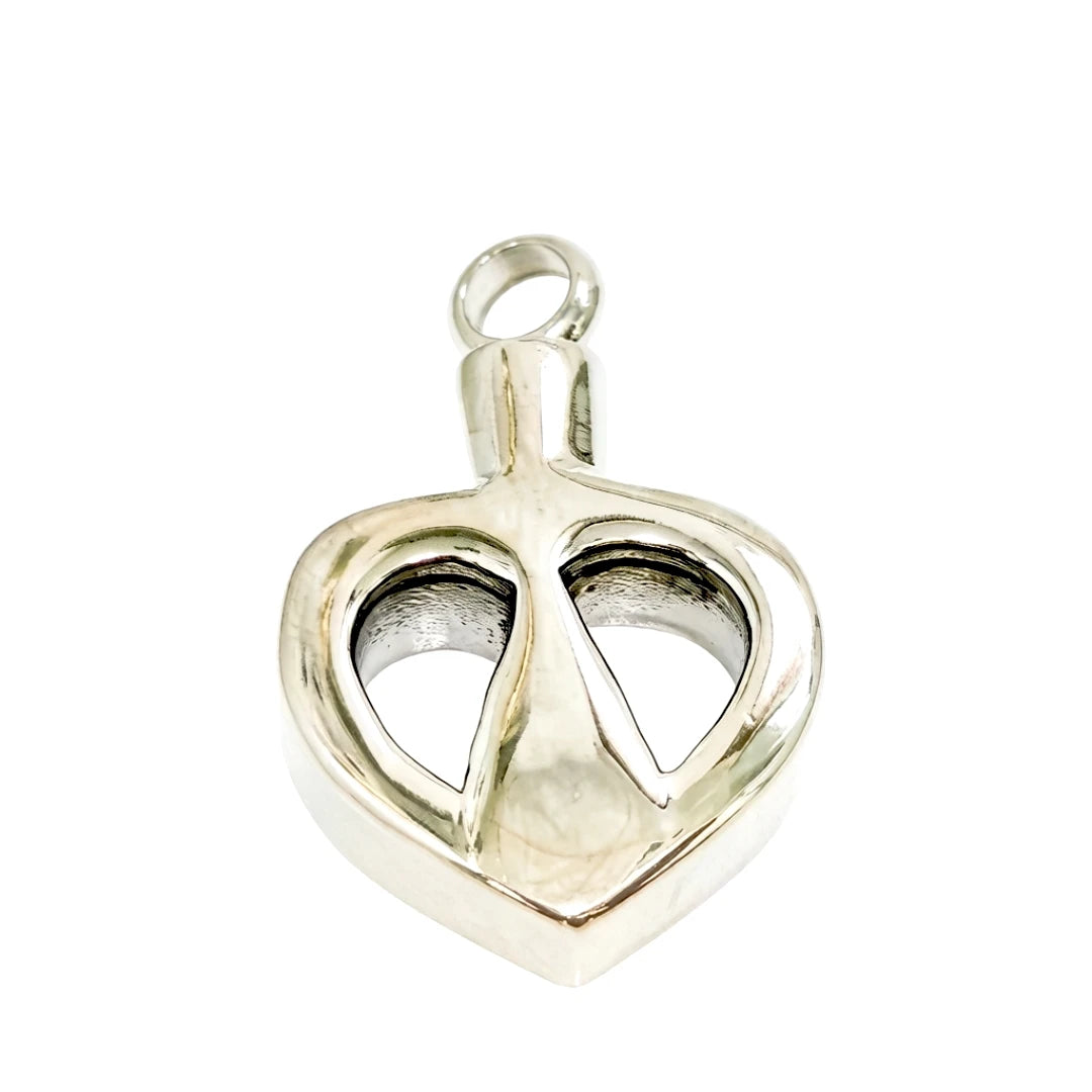 Stainless Steel Heart Cremation Urn Keepsake Necklace Hollow Heart Pendant Holder Memorial Jewelry Water Drop Charm Ashes Urn