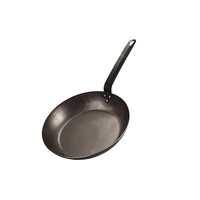 Pre-Seasoned Black Carbon Steel Skillet Oven Stove Grill Frying Pan Metal Material