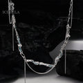ICEBELA Jewelry 925 Sterling Silver Mint Blue Drop Glaze Tassel Clavicle Chain Textured Multi Layered Necklace