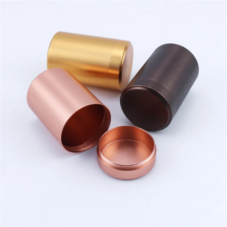 High Quality Metal Round Shape Tea Coffee Container Aluminum Alloy Jar Portable Durable Storage Container