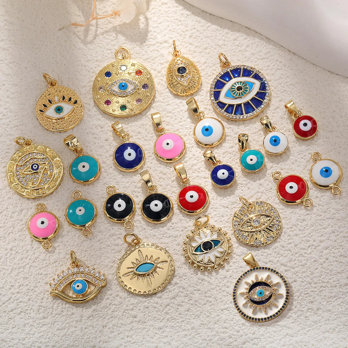 DIY Jewelry Making Findings Trinkets  Jewelry Making  Gold Plating Enamel Devil Eyes Pendant Religion Blue Eyes Shape Charms