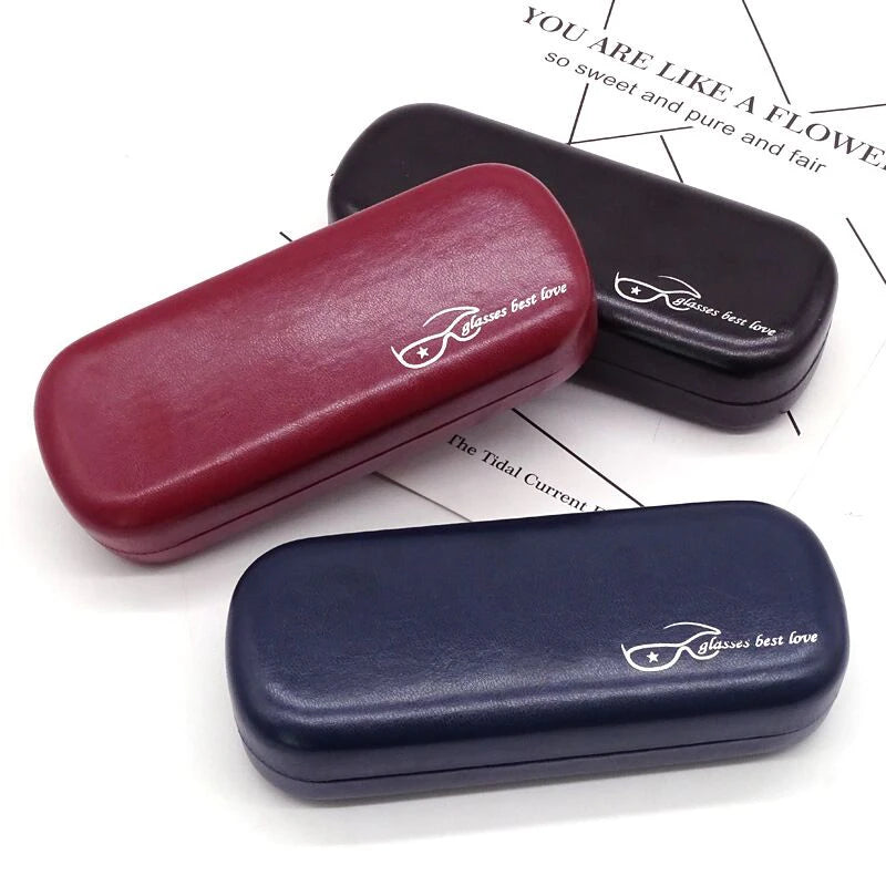 00321 Wholesale Iron and Pu Leather Hard Glasses case Custom logo