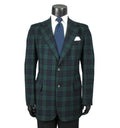 Green Plaid Men Suits 2 Pieces Peaked Lapel Tuxedos Wedding Groom Costume Homme Party Business Tailor Made Male Coat Jacket