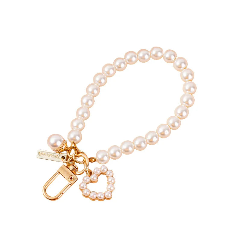 Love Pearl Shell Car Key Chain Bag Mobile Phone Pearl Beaded Chain Pendant Trinket Wholesale