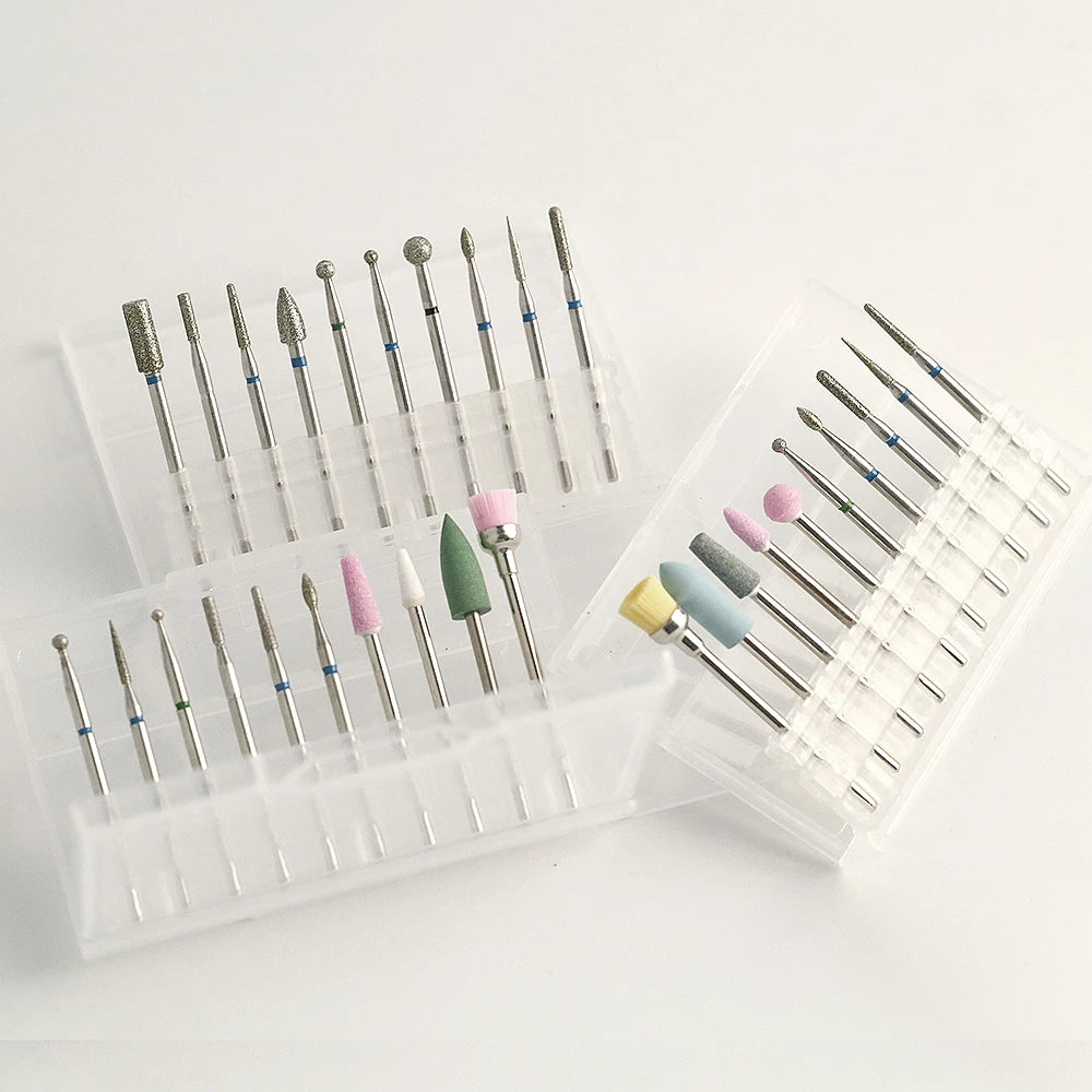 Top Seller 3/32 Shank Clean Polishing Cuticle Safety Electric Russian Diamond Nail Bur Drill Bits Set