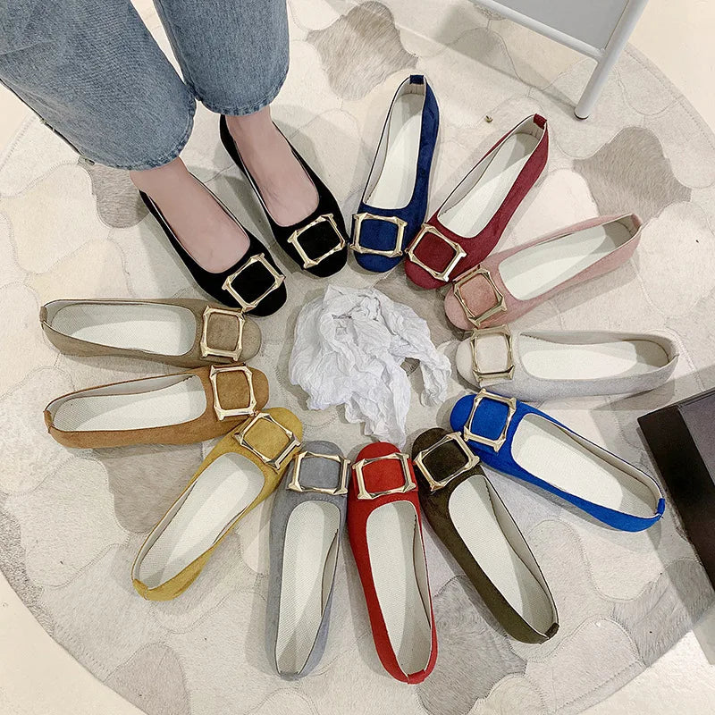 2020 New Fashion square Buckle Flat Peas Shoes 20200919