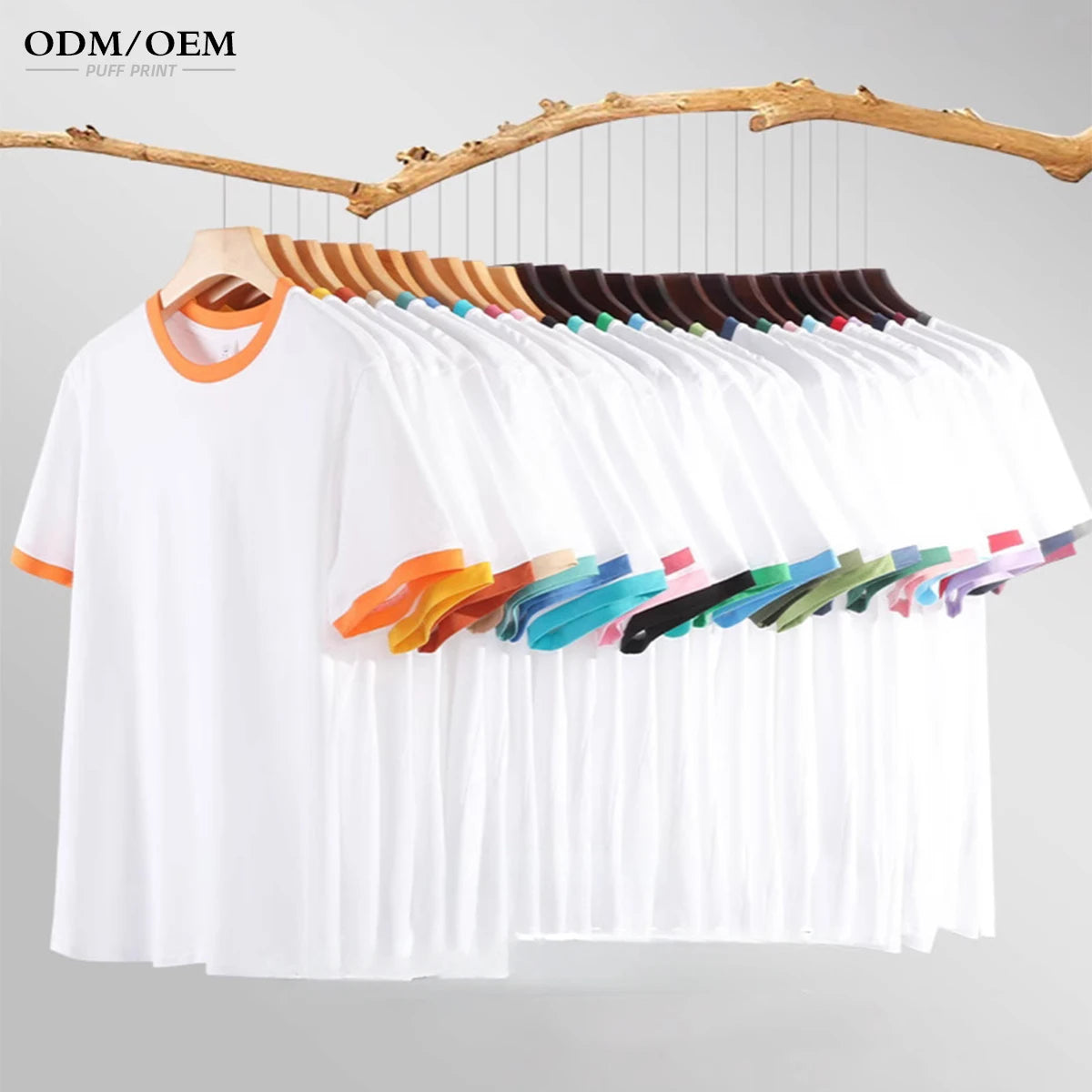 Custom Cotton 210gsm Color Contrast Round Neck Short Sleeve T-shirt Unisex Regular-fit T-shirt