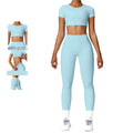 Women's Stylish Solid Pattern Yoga Sports Tank Top Legging Set Breathable Fitness Crop Top Shorts for Workout Athletic Yoga Wear
