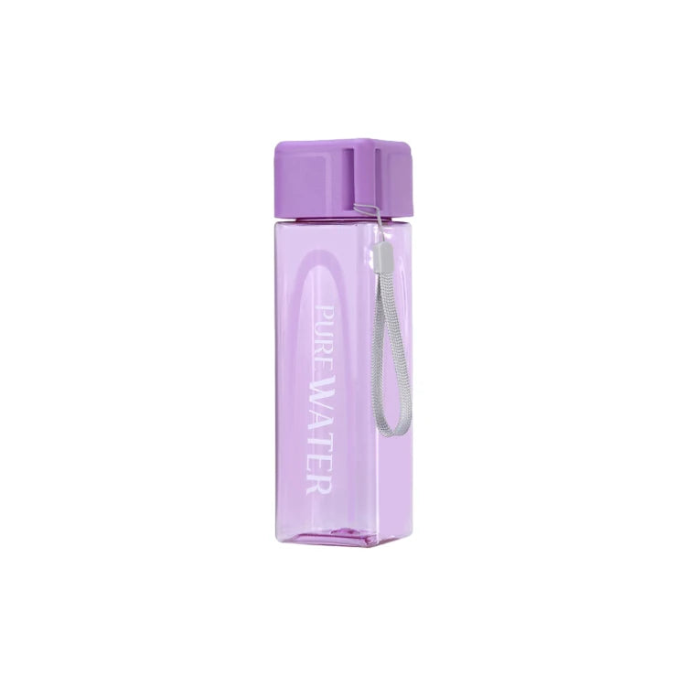Wholesale Plastic Water Bottle Custom Light Purple Lanyard Clear 500ml Reusable Drinking Bottle with Logo
