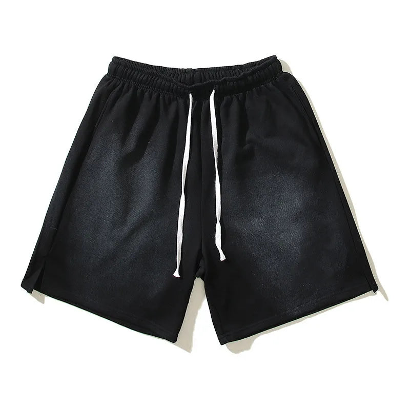 Custom Unisex Bulk Blank Casual Breathable Mid-Rise Acid Washed Raw Edge French Terry Cotton Vintage Shorts for Men