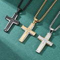 Men Faith Jewelry 18K Gold Plated Stainless Steel Jewelry Diamonds CZ Stones Cross Pendant Ethiopian Chain Necklace for Men