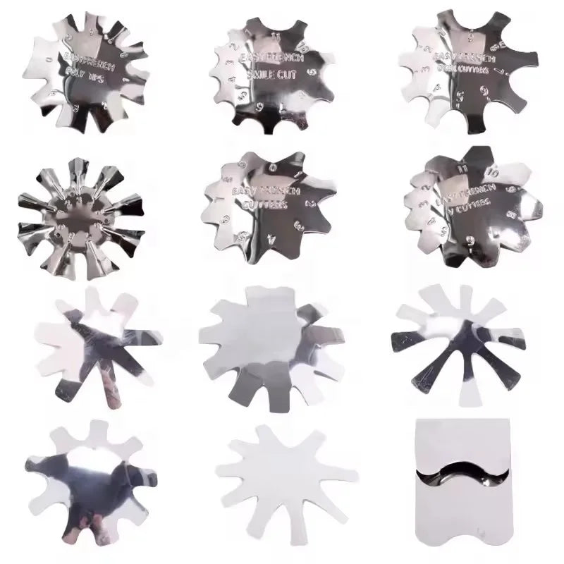 9 Sizes Easy French Smile Cut V Line Shape Tips Manicure Edge Trimmer Nail Cutter French Design Tools Manicure Decoration