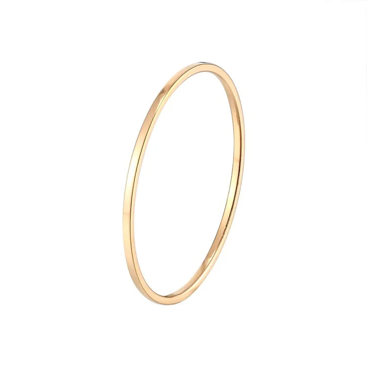 High-Polished 1mm Thin Ring Minimalist 18K Gold Plated Stainless Steel Simple Trendy Circle Blank for Women