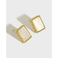 S925 Sterling Silver Statement Earrings Ins Temperament Retro Stud Earrings Geometric Square Shell Earrings Women Luxury