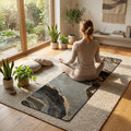 4-5mm Thick 185cm Eco Friendly Anti-Slip Black Gold Custom UV Digital Print Marble PU & Natural Rubber Yoga Mat