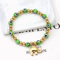 Fashion Natural Gemstone Eyes Pearl Beaded Bracelet with Elephant Heart Starfish Charm Pendant Bracelet Jewelry Gift Wholesale