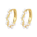 Wedding Bridal Fine Jewelry Elegant Round Circle Retro Design Garland Pearl Hoop Earrings Women 925 Sterling Silver