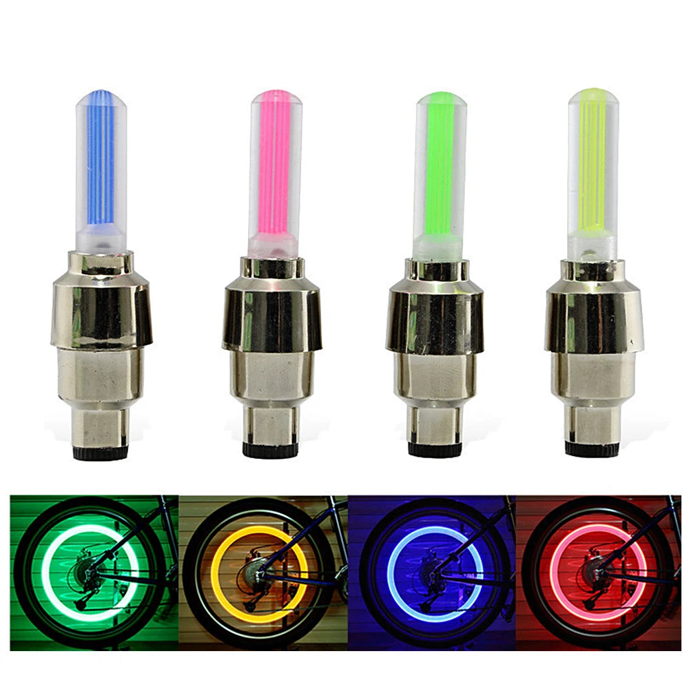Superbsail Aluminum Alloy Waterproof Bicycle LED Tire Valve Cap Flash Light for Mountain & Road Bikes