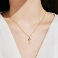 Lucky Jewelry 925 Sterling Silver Gold Plated Zircon Devil Eye Little Key Pendant Necklace