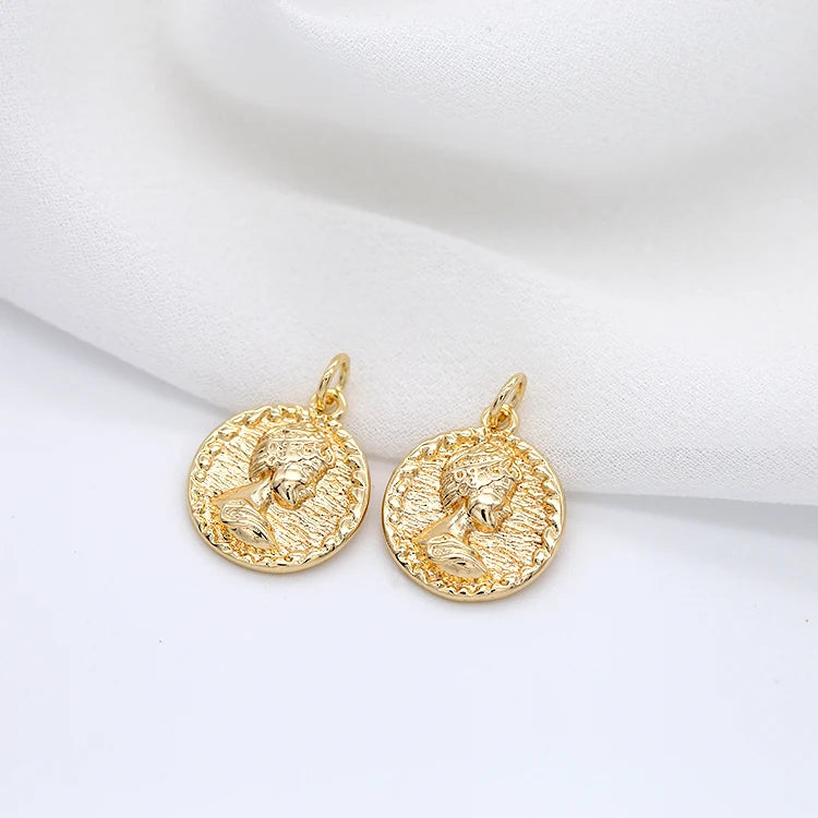 Hot Selling 14K Gold Plated Portrait Charm for Jewelry Making