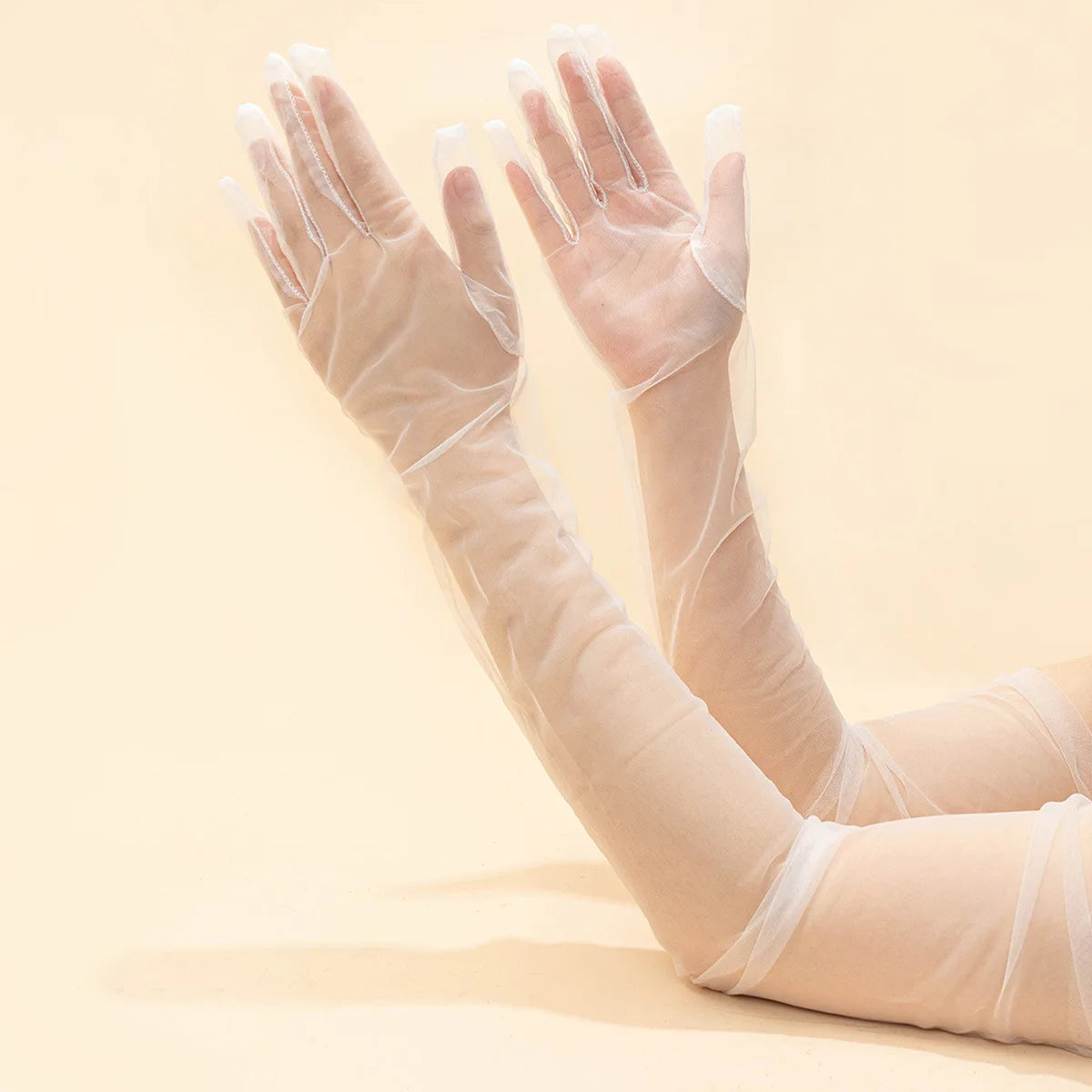 HZS-24001 Vintage Lace Banquet Long Gloves Bridal Accessories Wedding Dress Stretch Fingerless Gloves