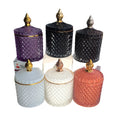 Wholesale Fancy Crystal Geo Cut Candle and Candy Pillar Storage Jar Diamond Cut Lidded Glass for Christmas Decorations