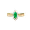 1 Carat Lab Emerald Gemstone Marquise Cut Diamond Ring Bead Band Women Proposal Ring Jewelry 14k Yellow Gold