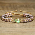 Dainty Pink Zebra Beaded Bracelet for Women Jewelry Double-layer Handwoven Spiritual Opal Charm Stone Bracelet for Women