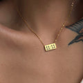 2025 Dazan Summer New INS 18k Pvd Gold Plated Tarnish Free Stainless Steel  11 Zircon Alarm Clock Design Square Necklace
