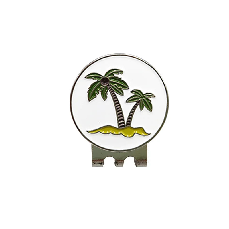 Palm Tree Magnetic Metal Golf Ball Marker Hat Clip Unique Beach Ball Accessory Set Iron Material