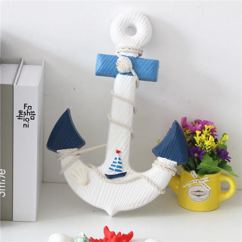 Mediterranean Home Decor HYB05 Eco-Friendly Wood Nautical Anchor and Boat Models Marine Decor