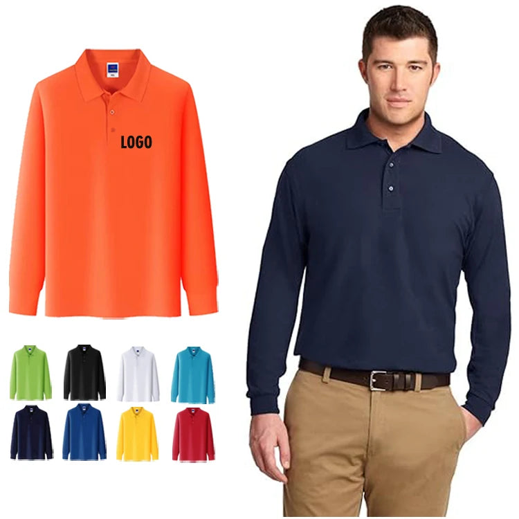 Men Cotton Breathable Sports Cheap Long Sleeve Polo Shirt Wholesale Cotton Polyester Long Sleeve t Shirts