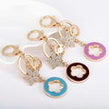 Fashion Rhinestone Flower Keychain Enamel Pendant Purse Charm for Women