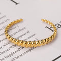 Wholesale Minimalist Jewelry Simple Twist Open Plain Cuff Bangle 18K Gold Plated Stainless Steel Hemp Flower Bangle