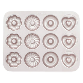 CHEFMADE WK9288 Carbon Steel Bakeware 12-Cavity Non-Stick Pattern Doughnut Donut Mold Cake Pan for Oven Baking