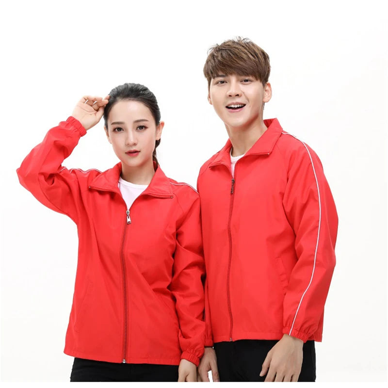 Custom Logo Waterproof Windbreaker Zipper Piping Reflective Fabric Unisex Plus Size Sports Jacket Men