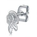 Cute Pattern Rhodium Plated High Quality Silver Charming Rose Jewelry Earrings Women Stud Earrings