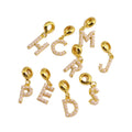 JS1931 Popular Large Big Hole 18k Gold Pearl Pave Alphabet Letter Initial Bail Dangle Charm Pendants