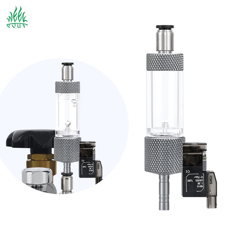 Aquarium Solenoid Valve CO2 Bubble Counter Reverse Aquarium Pressure-reducing Valve Co2 Regulator Mu Fan with Check Valve