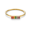 Milskye Fashion Fine Jewelry for Girls 925 Silver 18k Yellow Gold Spectrum bar Rings