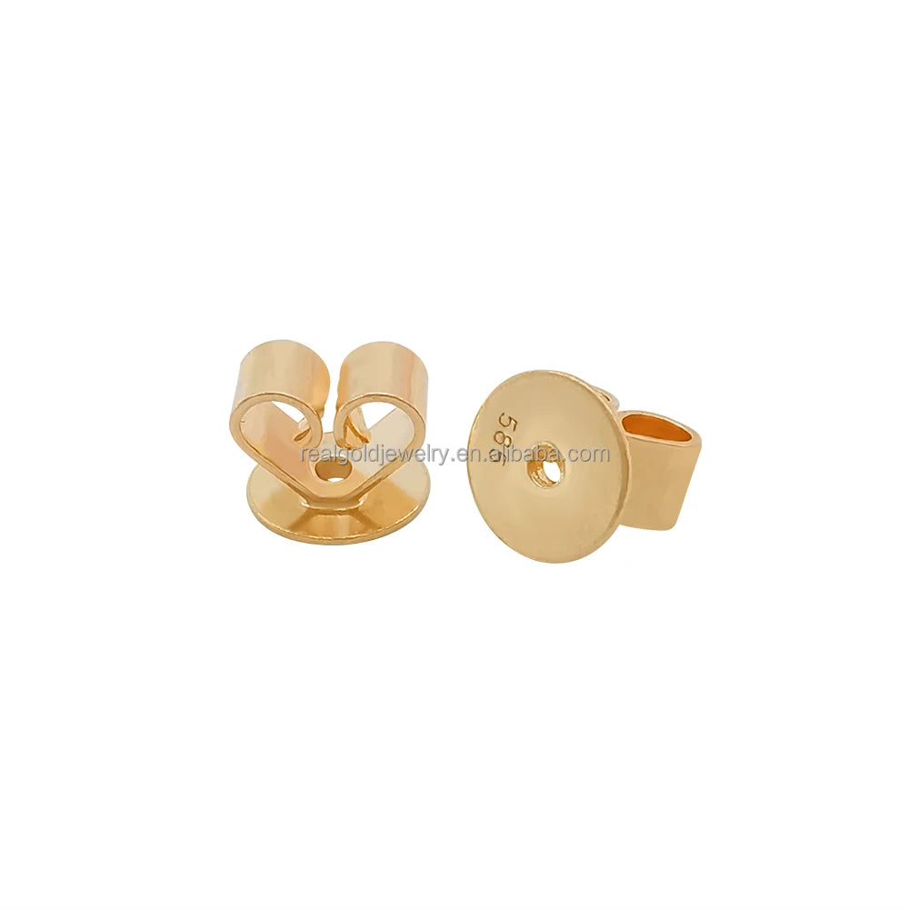 Factory Wholesale 14K Solid Gold Earring Accessory Real 14K/ 18K Gold Earring Back Jewelry Findings