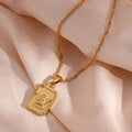 Dreamshow Vintage 18k Gold Plated Angel Tarot Card Pendant Necklace Tarnish Free Stainless Steel Necklace for Women