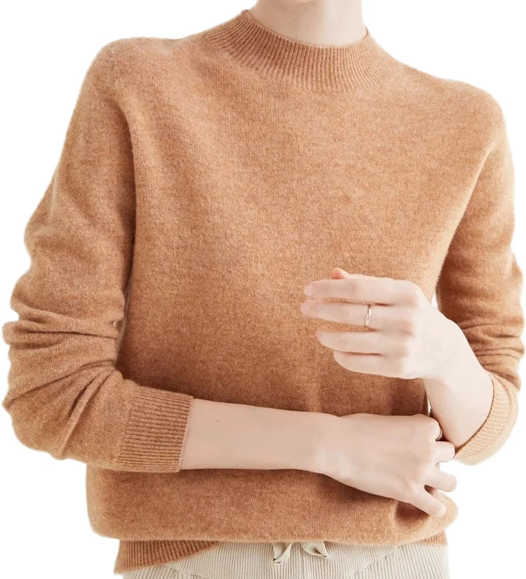 Women's Casual Winter Warm Pullover Sweater Seamless Knitted Tops Outfit with Front Logo Print Wholesale Fashion for Ladies