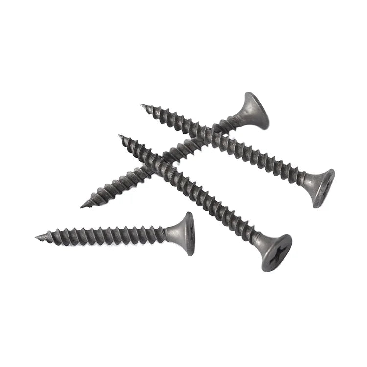 DongJI Gray Phosphating Steel Cross Recessed Self Tapping Wood Screws Flat Head Drywall Nails Screws Security Screw