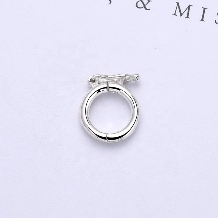 9mm 925 Sterling Silver Round Outward Opening Safety Catch Jewelry Safety Lock for Bracelet and Necklace Thickness 2mm