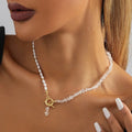 Luxury Semi-precious Gemstone Necklace Irregular Natural Aquamarine Beaded Necklace OT Buckle Baroque Pearl Jewelry for Women