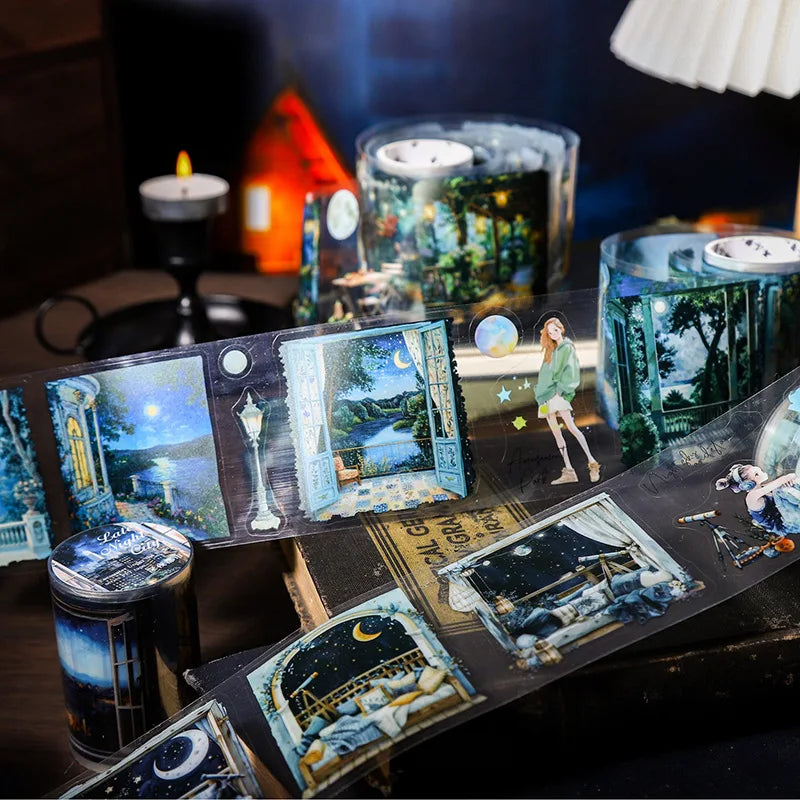 1 Roll Die Cut Tape Night Encounter Series 6 Choices Nightscape Landscaping Theme Decoration