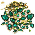 HFOUR Hot Sale 3D Mixed Pearl Cup Chain Peacock Green Crystal Rhinestones 12 Facets Glass Material Sew-On Technique Rhinestones