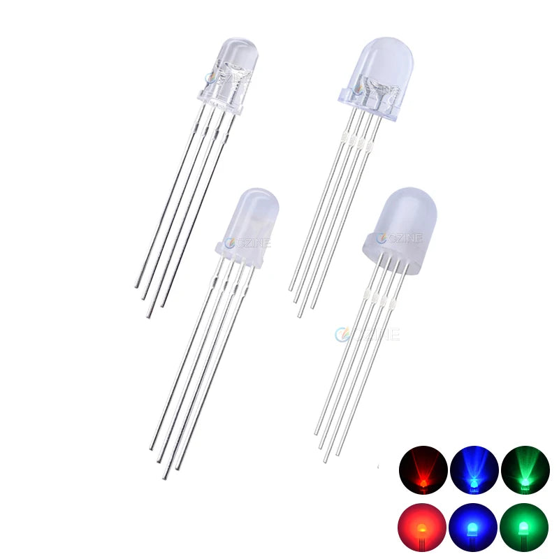 Czinelight High Quality 4 Pins Rgb Full Color Multicolor 4 Feet Round Water Clear Milky Lens 5mm 8mm 10mm Rgb Rainbow Led Diode